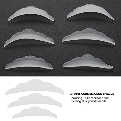 3 pares de almohadillas de protección de silicona de rizo Extensión de pestañas de pestañas de rizado S M L