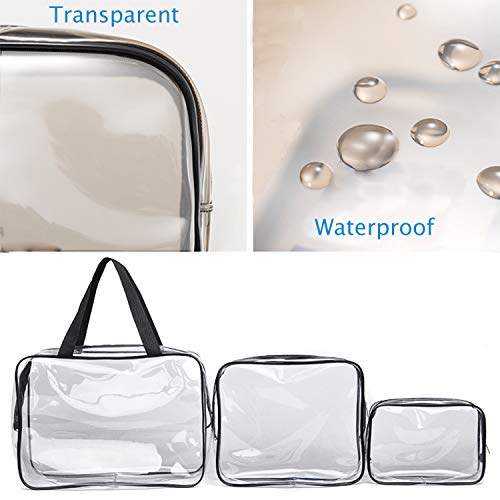 3 Pcs Bolsas de Aseo Transparente, Viaje Impermeable Mujer Bolsa de Cosmético Organizador de Viaje