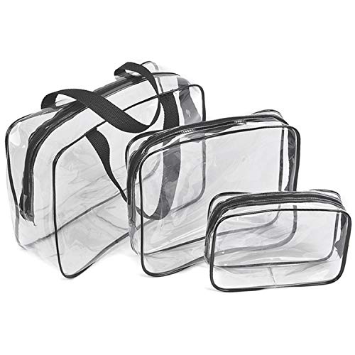 3 Pcs Bolsas de Aseo Transparente, Viaje Impermeable Mujer Bolsa de Cosmético Organizador de Viaje