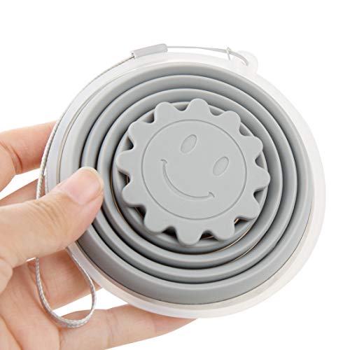 3 PCS Taza de Viaje de Silicona Plegable, Copa Plegable Portátil Plegable Copa de Viaje de Silicona Irrompible Taza para Actividades al Aire Libre (Gris)
