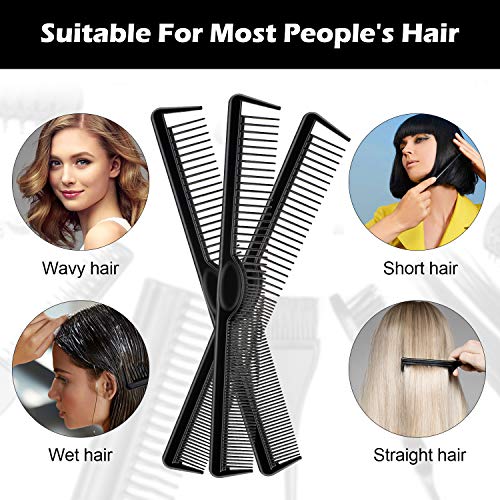 3 Piezas Peine de Corte Corto Negro Peine de Corte de Fibra de Carbono Peine Antiestático Resistente al Calor Peines de Peluquería para Peluquería de Salón