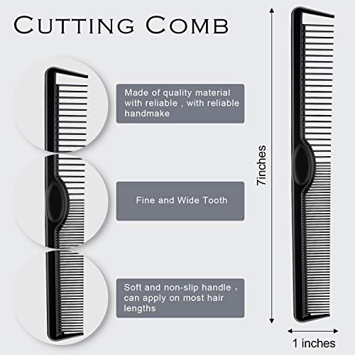 3 Piezas Peine de Corte Corto Negro Peine de Corte de Fibra de Carbono Peine Antiestático Resistente al Calor Peines de Peluquería para Peluquería de Salón