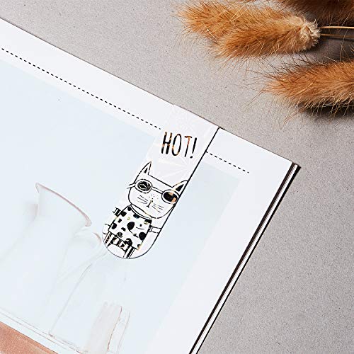30 Marcadores de Libro Magnéticos Marcapáginas Clip de Página Lindo para Estudiantes Oficina Lectura Papelería (Gato)