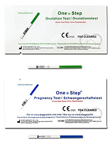 30 x Test de ovulacion 20 mlU/mL, Tiras reactivas de Prueba de ovulacion in-vitro OneStep y 5 x Test de embarazo Diagnostico en casa, incluye un LIBRO GUIA DIGITAL EN PDF