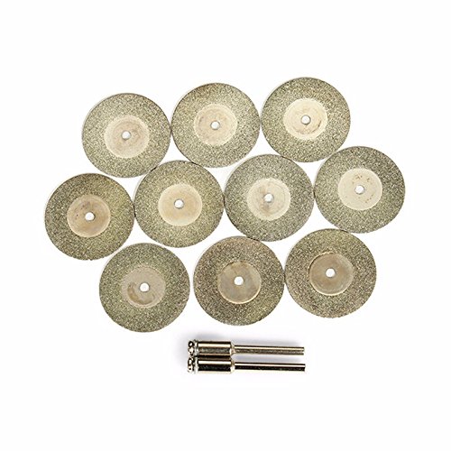 32 piezas de corte con diamante de Dremel Rotary. Minihojas en forma de disco para sierra. 16/20/22/25/30/40/50/60 mm. Herramientas para piedras preciosas, cristal o piedra (incluye 4 ejes de torno)