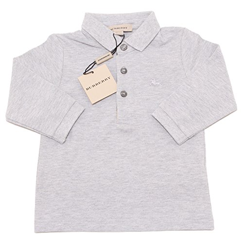 3607O polo bimbo grigia BURBERRY manica lunga maglia t-shirts kids [9 MONTHS]