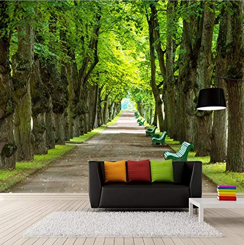 3D Murales Papel Pintado Pared Calcomanías Decoraciones Decoración Del Dormitorio De La Sala De Estar De Green Big Tree Boulevard Art º Los Niños Habitación (W)200X(H)140Cm