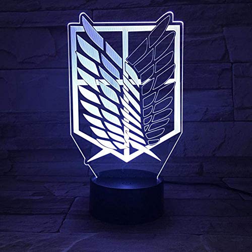 3D Night Light Cartoon Attack On Titan Night Light Led Logo Niños Niños Niños Regalo Manga Anime Japonés Dormitorio Lámpara De Escritorio Shingeki No Kyojin