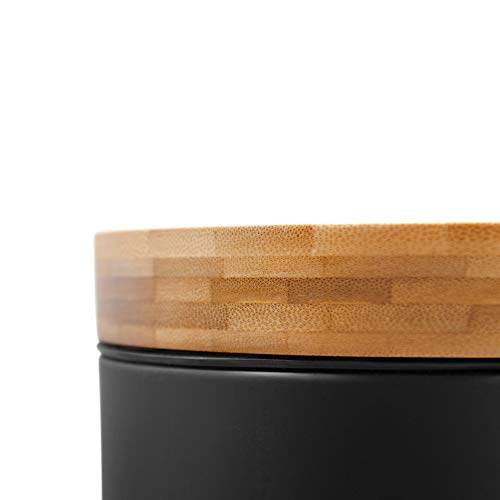3l Cubo cosmético de diseño | Tapa de Madera de bambú con Sistema de Descenso automático | Cubo de Pedal con antihuellas Dactilares y Pedales de Confort | Negro