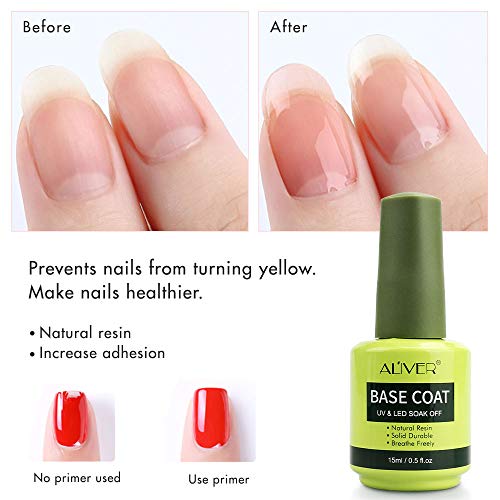 3x15ML Top coat y Base Coat Semipermanente Top Coat Mate Esmalte Semipermanente UV LED Kit Uñas de Gel Pintauñas Esmalte de Uñas Soakoff Manicura