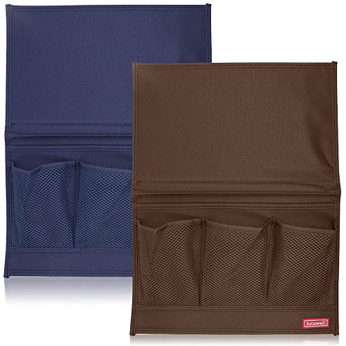 4 Bolsillo Organizador de Almacenamiento Lado de Cama, FineGood Conjunto de 2 Pack Sofá Caddy Cabinet para Teléfono Control Remoto Tableta Revista Auricular