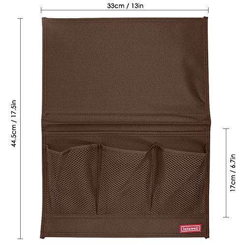 4 Bolsillo Organizador de Almacenamiento Lado de Cama, FineGood Conjunto de 2 Pack Sofá Caddy Cabinet para Teléfono Control Remoto Tableta Revista Auricular