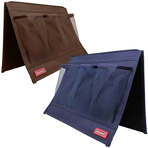 4 Bolsillo Organizador de Almacenamiento Lado de Cama, FineGood Conjunto de 2 Pack Sofá Caddy Cabinet para Teléfono Control Remoto Tableta Revista Auricular