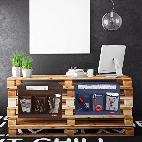 4 Bolsillo Organizador de Almacenamiento Lado de Cama, FineGood Conjunto de 2 Pack Sofá Caddy Cabinet para Teléfono Control Remoto Tableta Revista Auricular