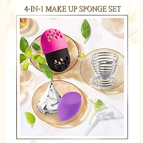 4-EN-1 Beauty Sponge Blender Sets Estuches de maquillaje Estuche de viaje Blender Defender Estuche protector con 2pcs Foundation Blending Sponge