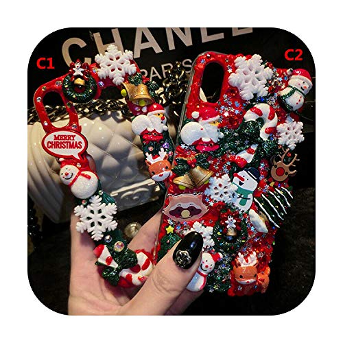 4 en 1 hecho a mano crema dibujos animados Navidad teléfono casos y 2 películas y 1 correa para HuaWei HONOR 30 PRO PLUS Y9S Y7P Y5P Y7 PRIME 2019-C2 dibujos animados Navidad-para Y7 Y7 PRO