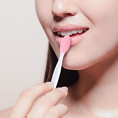 4 Piezas Herramienta de Cepillo de Labios Exfoliante de Silicona Pincel de Labios Suave de Doble Cara para Apariencia de Labios Más Suave y Completa (Rosa, Rojo, Verde, Amarillo)