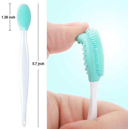 4 Piezas Herramienta de Cepillo de Labios Exfoliante de Silicona Pincel de Labios Suave de Doble Cara para Apariencia de Labios Más Suave y Completa (Rosa, Rojo, Verde, Amarillo)