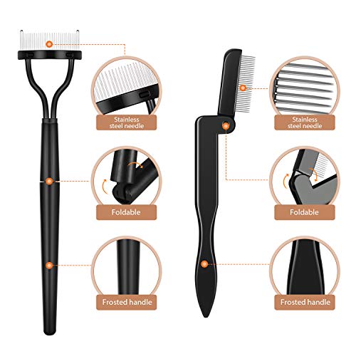 4 Piezas Peine Plegable de Pestañas y Duo Cepillo de Cejas Separador de Pestañas de Acero Cepillo de Cejas Peine Cepillo de Aseo para Suministros de Maquillar