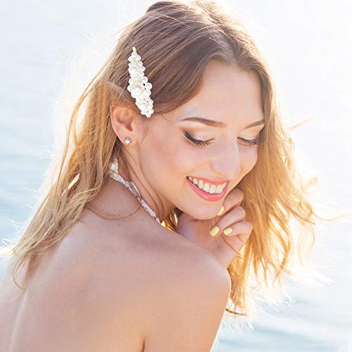 4 unidades de diademas de perlas para mujeres y niñas, de YuCool, elegantes perlas blancas, accesorios de estilo brillante con 4 clips de pelo de perlas para boda, cumpleaños, fiesta, San Valentín