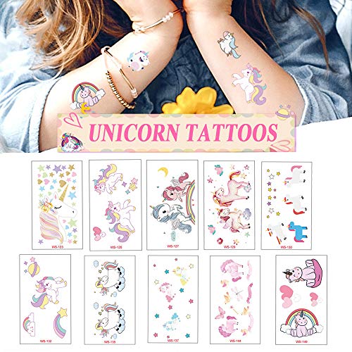 40 Hojas Tatuajes Temporales para Niños Niñas de Unicornios y Dinosaurio y Pirata y Sirena, Infantiles Tatuajes Temporales Regalo Perfecto para Cumpleaños de Niños Infantiles Fiesta (40pcs)