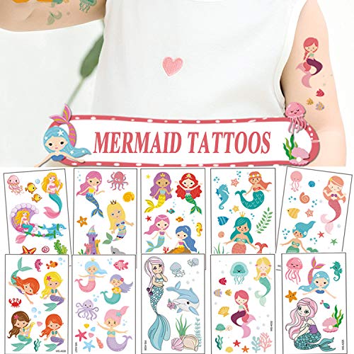 40 Hojas Tatuajes Temporales para Niños Niñas de Unicornios y Dinosaurio y Pirata y Sirena, Infantiles Tatuajes Temporales Regalo Perfecto para Cumpleaños de Niños Infantiles Fiesta (40pcs)