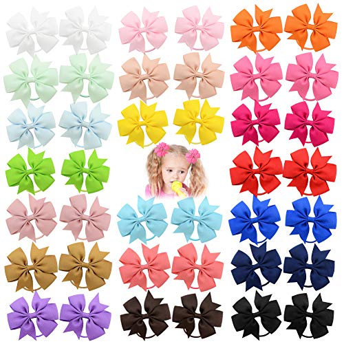 40 piezas 3.5 pulgadas bebé niñas lazos para el cabello cintas para el cabello diadema elástica titular de cola de caballo banda para el cabello accesorios para el cabello para niños pequeños