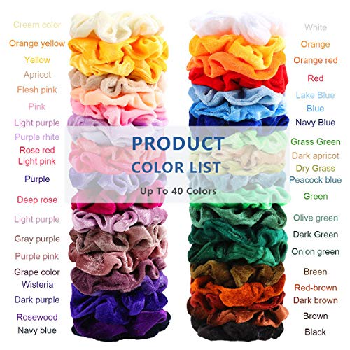 40 Piezas Velvet Elástico Hair Banda, Multicolor Scrunchies Terciopelo, Bandas de Pelo Bobble Elásticas Fuertes Accesorios Para el Cabello Ponytail Titular Para las Mujeres Niñas