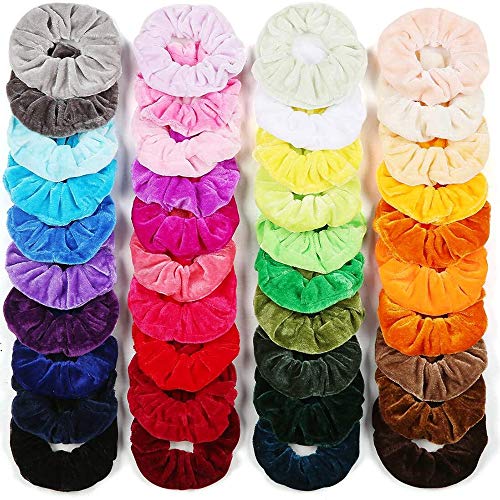 40 Piezas Velvet Elástico Hair Banda, Multicolor Scrunchies Terciopelo, Bandas de Pelo Bobble Elásticas Fuertes Accesorios Para el Cabello Ponytail Titular Para las Mujeres Niñas