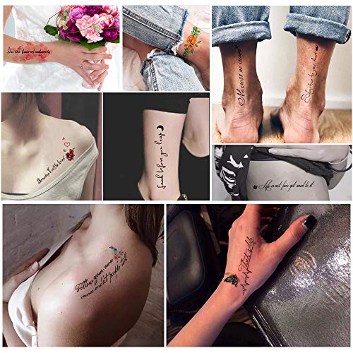 41 Piezas/lote Moda Tatuajes temporales Impermeables para hombres Mujeres Flores adultas Palabras Pegatinas y expresiones Arte corporal Tatuajes sexy Papel.