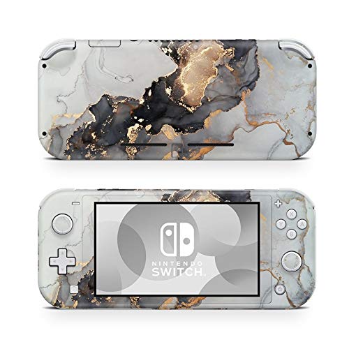 46 North Design Switch Lite Skin Vinyl Stickers, Mármol Gris Oro Brillo Granit Ágata Negro Textura Patrón Cielo Oscuro Pálido Brillante, Alta calidad, Durable, Sin burbujas, Made in Canada