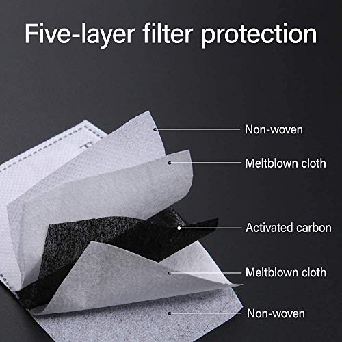 48 unidades filtros de carbón activado PM2.5 de 5 capas reemplazables de papel antivaho para adultos, hombres y mujeres