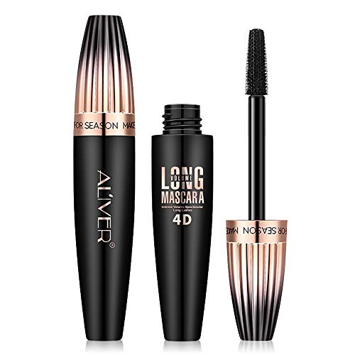 4D Silk Fiber Lash Mascara Impermeable Duradero Sin aglomeración Sin Manchas Más Largas Más Gruesas Pestañas Dramáticas Hipoalergénico Negro