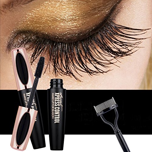 4D Silk Fiber Lash Mascara - USHION Impermeable Larga Duración Extensión Larga Pestañas Mascara con peine de Pestañas Libre Negro