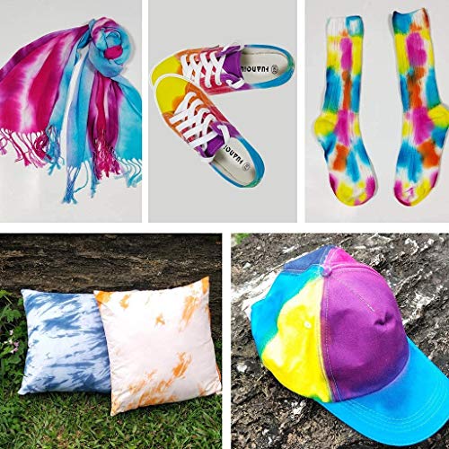 5 colores Tie Dye Kit,Kit de teñido permanente para teñir camisetas,camisa tela tinte con bandas de goma, guantes, Tinte Duministros No Tóxicos Moda de Bricolaje