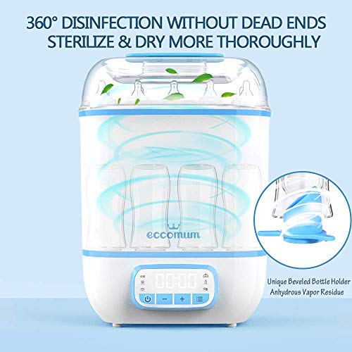5 en 1Esterilizador de Biberones Eccomum 360 ° Inteligente Esterilizador y Secadora de Biberones, Filtro HEPA, Gran Capacidad, Apagado Automático, Esterilizar, Secar, Calentar, frutos secos, BPA-Free