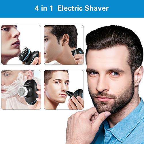 5 IN 1 Húmedo & Seco Afeitadora Electrica Hombre,5D Electrica Máquina de Afeitar,4 Cabezas Rotativa Afeitadora Para Barba,Afeitadora calva,Recortadora Barba,IPX7 Impermeable,sin Cable,USB Recargable
