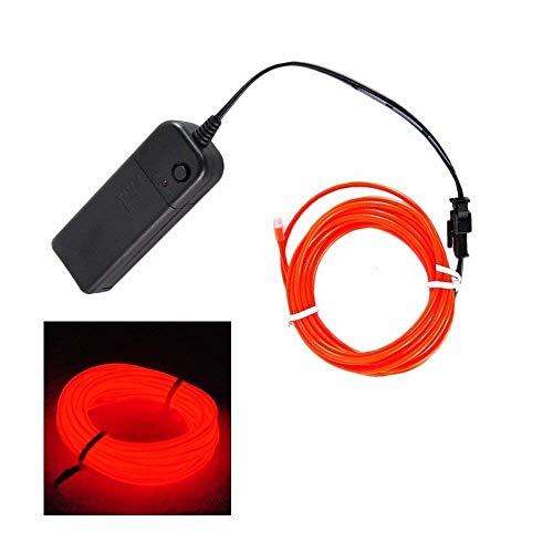 5 metros Flexible Neon EL Wire Light electroluminiscente con el regulador batería Navidad, Halloween, automotriz, decoración del anuncio(rojo)