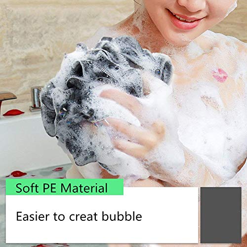5 Pack Esponja de ducha de baño JollyJelly Malla de baño Loofahs Doble malla de cepillo de depurador corporal para mujeres Los hombres exfolian la piel limpia calmar la piel (60g/PCS)