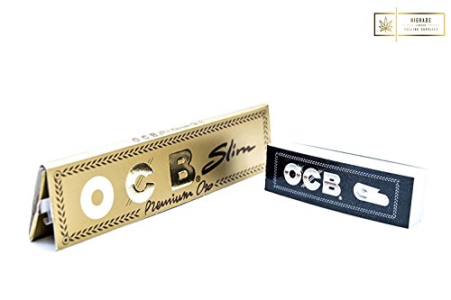 [5 Packs] OCB Gold Premium King Size Slim Rolling Papers with [4 Booklets] of OCB Rolling Tips