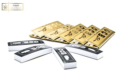 [5 Packs] OCB Gold Premium King Size Slim Rolling Papers with [4 Booklets] of OCB Rolling Tips