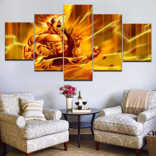 5 Panel/Set Lienzos Handart Cuadro En Lienzo Cinco Partes HD Clásico Óleo Impresiones Decorativas Cartel Arte Pared Pinturas Hogar Drn Ball Personajes Goku Super Saiyan Son Goku Dibujos Animados