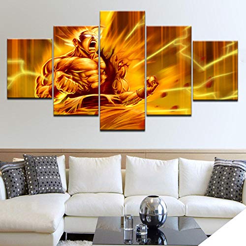 5 Panel/Set Lienzos Handart Cuadro En Lienzo Cinco Partes HD Clásico Óleo Impresiones Decorativas Cartel Arte Pared Pinturas Hogar Drn Ball Personajes Goku Super Saiyan Son Goku Dibujos Animados