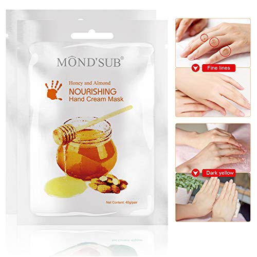 5 pares de Mascarilla Anti-Envejecimiento - Mano Nuritious Miel y Almendra mejor mano hidratante y máscara de uñas - Guantes mejor hidratante para las manos secas para Nutritiva hidratante