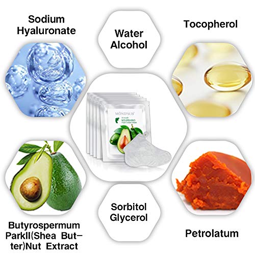 5 pares hidratantes Máscaras Pies y aceite de aguacate hidratante orgánicas - pies del bebé mascarilla hidratante para la piel seca - al instante Pies Curación agrietada seca con aceite natural