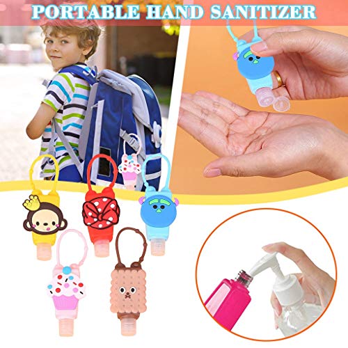 5 pcs Cute Botellas de Viaje Portátiles para niños, Contenedor Desinfectante de Manos a Prueba de Fugas Rellenable Botellas Vacía para Jabón Líquido Champús Lociones (A)