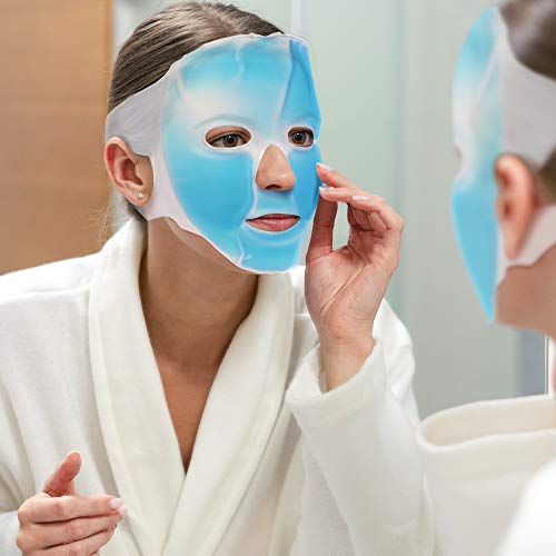 5 Piezas - Máscara de Gel Facial Frio, Antifaz Refrescante - Reutilizable - Use Calor o Frío para Aliviar el Dolor, Ojos Hinchados, Ojeras, Dolores de Cabeza, Migrañas, Resacas, Fiebre, etc.