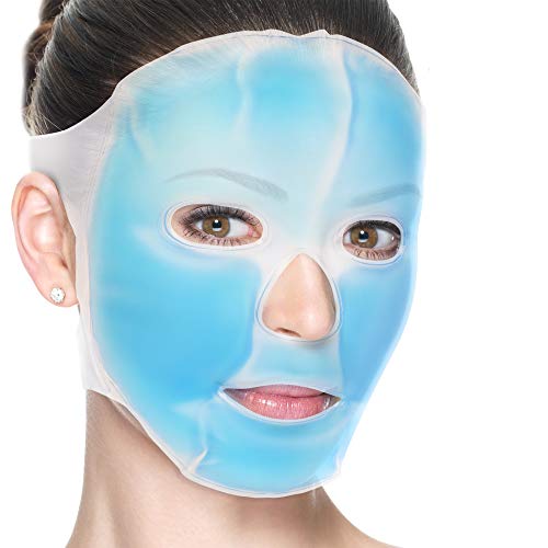 5 Piezas - Máscara de Gel Facial Frio, Antifaz Refrescante - Reutilizable - Use Calor o Frío para Aliviar el Dolor, Ojos Hinchados, Ojeras, Dolores de Cabeza, Migrañas, Resacas, Fiebre, etc.