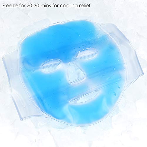 5 Piezas - Máscara de Gel Facial Frio, Antifaz Refrescante - Reutilizable - Use Calor o Frío para Aliviar el Dolor, Ojos Hinchados, Ojeras, Dolores de Cabeza, Migrañas, Resacas, Fiebre, etc.