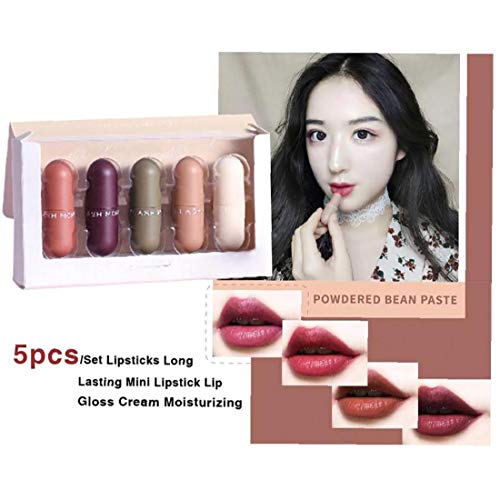 5 X Mini Cápsula Del Lápiz Labial Del Lápiz Labial Mate Kit De Larga Duración Terciopelo Mate Barra De Labios Hidratante Suave Y El Labio Del Palillo Labios Cosméticos a Prueba De